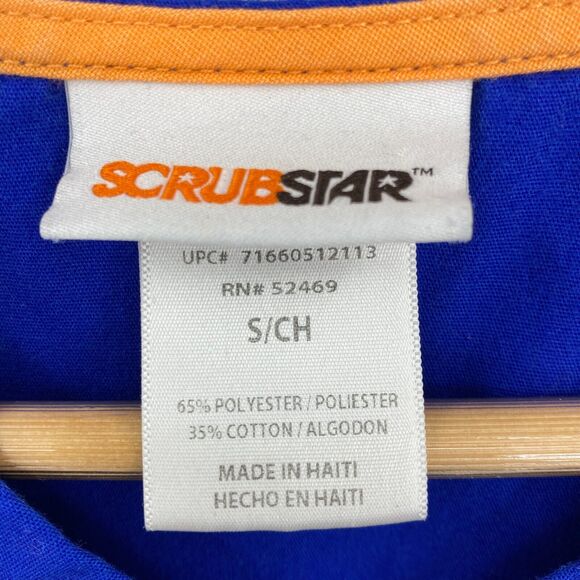 Scrub Star Scrub Top Womens Small Blue Nursing Vet Medical Uniform Short Sleeve - Picture 2 of 12